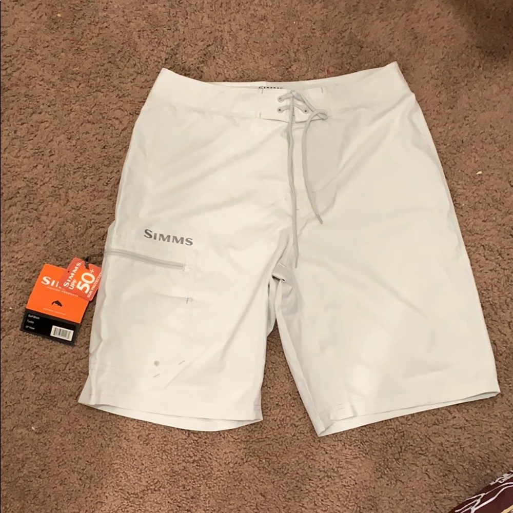 NWT Mens White SIMMS Surf Shorts
